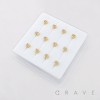 12PCS OF MULTI CZ HEART CLUSTER 316L SURGICAL STEEL L SHAPE STUD BOX
